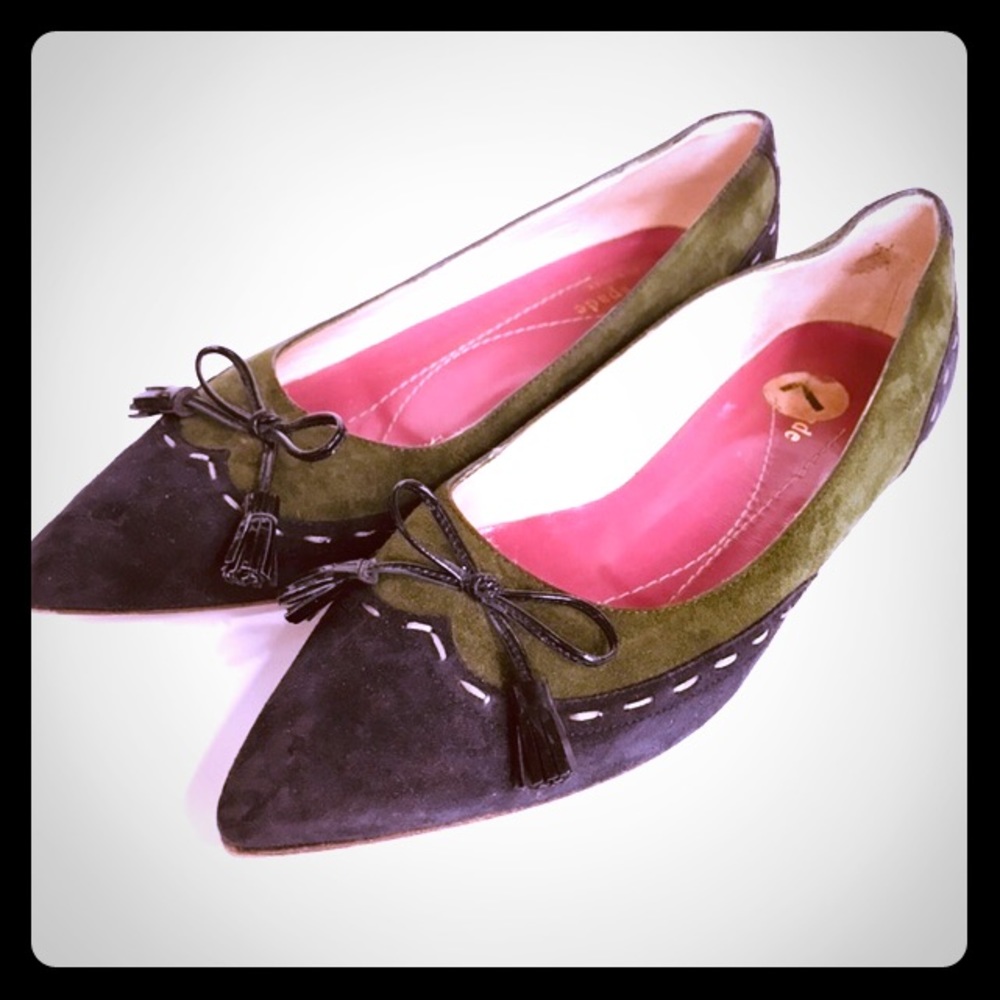 Kate Spade Navy Green Suede Flats